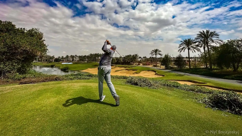 Golfer on a scenic golf course