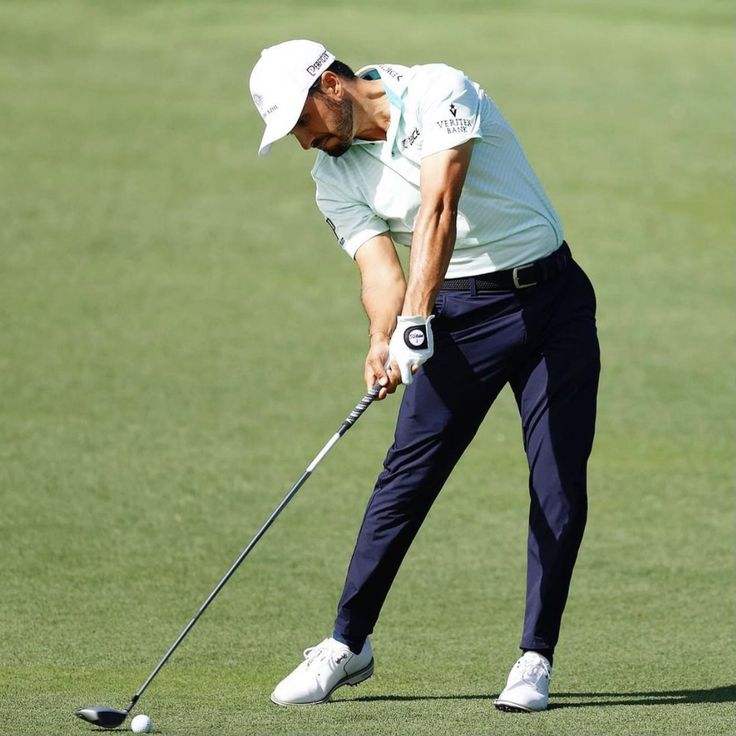Professional golf swing on the course